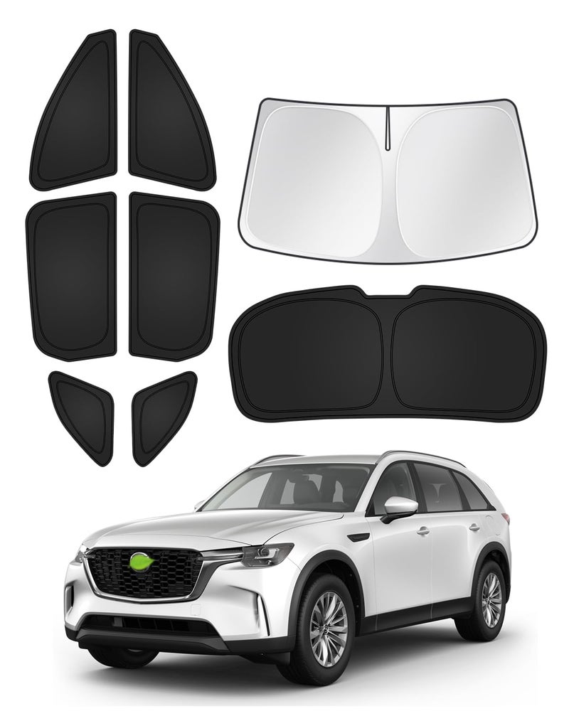 Canvcle Sunshades for Mazda CX-90 2024-2025 CX90 Accessories Windshield Sun Shade Side Rear Window Shade Cover Sun Visor Shield Privacy Protection Keep Vehicle Cool Black 8PCS - Image 1